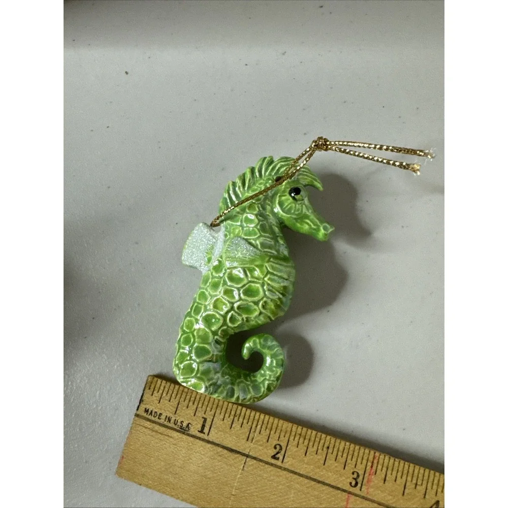 Seahorse Ornament - Stoneware Hand‎ made Stamped Glossy finish Orn74